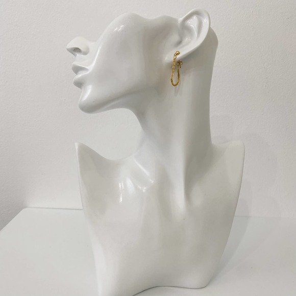 S925 Gold Twist Rope Front Back Earrings - Picture 9 of 9